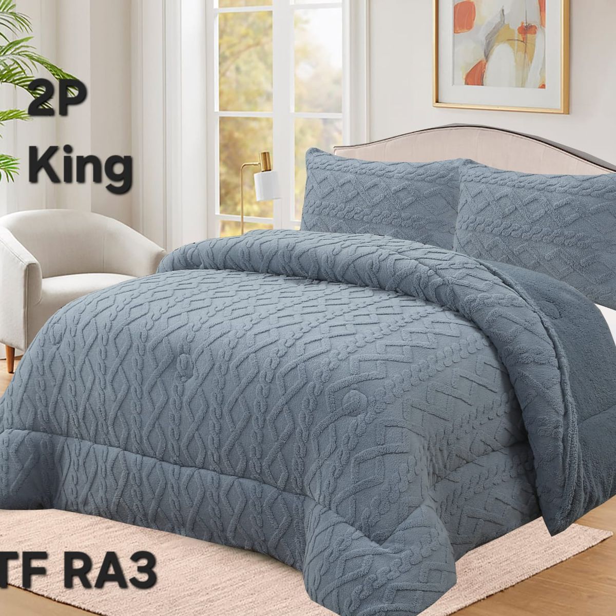 GENERICO - Cobertor de invierno Texturizado con CHIPORRO 2 Plazas Gris Plomo