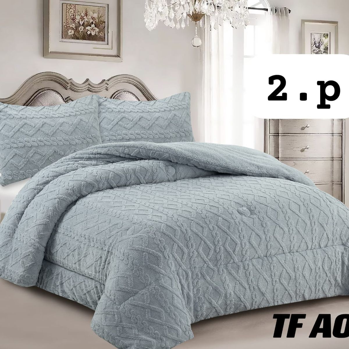 GENERICO - Cobertor de invierno Texturizado con CHIPORRO 2 Plazas Gris