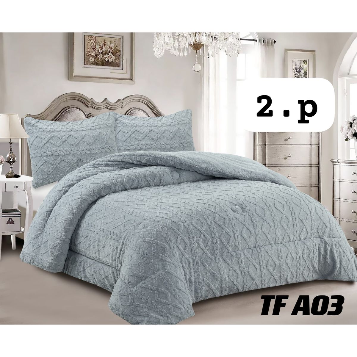 GENERICO - Cobertor de invierno Texturizado con CHIPORRO 2 Plazas Gris