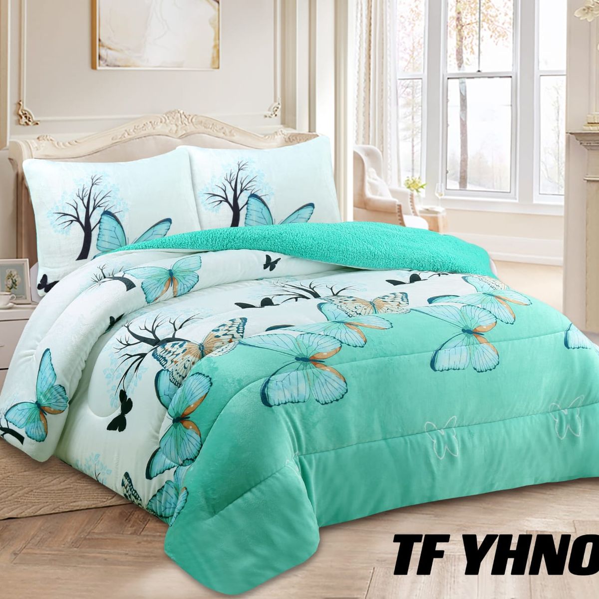 GENERICO - Cobertor de invierno Plush con chiporro 2 Plazas Mariposa Calipso