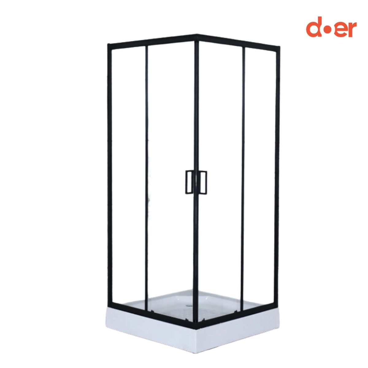 DOER - Cabina ducha Elegance Medium 80x80x200cm cuadrada negra.