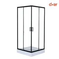 Cabina ducha Elegance Medium 80x80x200cm cuadrada negra.