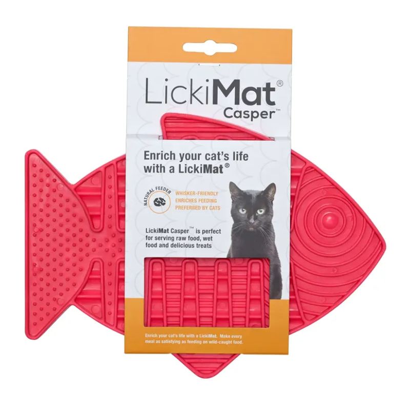 GENERICO - Lickimat Casper Pink para gatos con forma de pez