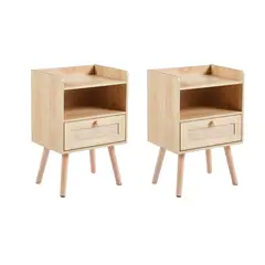 KLIK - Pack de 2 Veladores Mesh Rattan con Cajon y Espacio