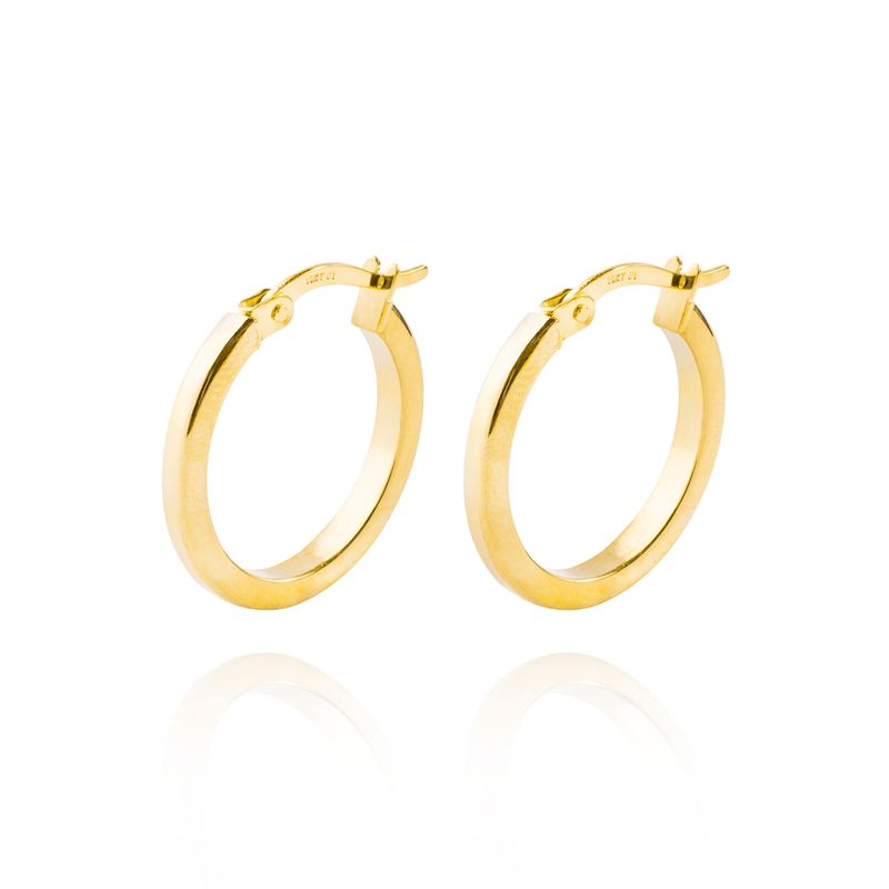 JB JOYAS BARON - Aros de Oro 14kt Argolla Tubo 15mm