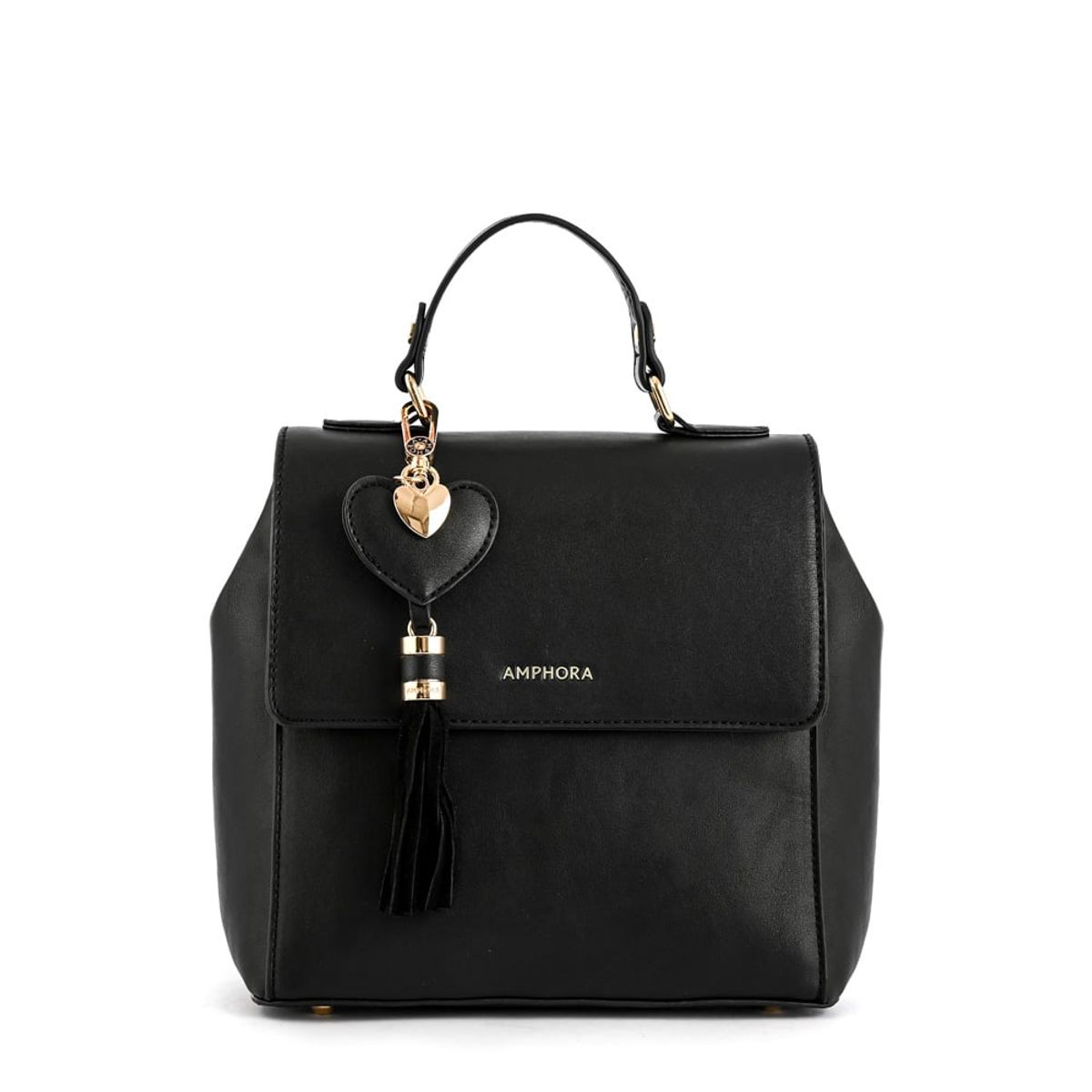 AMPHORA - Mochila Con Tapa Pequeña Roy Negro