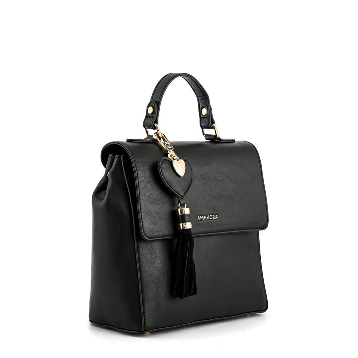 AMPHORA - Mochila Con Tapa Pequeña Roy Negro