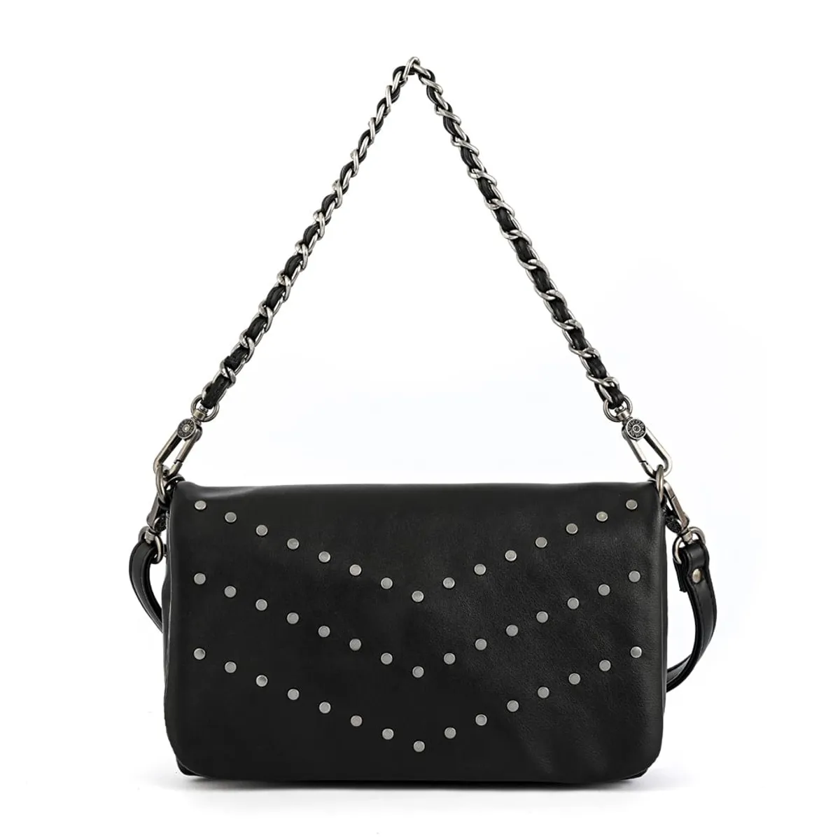 AMPHORA - Cartera bandolera con tapa huber pequeña negro