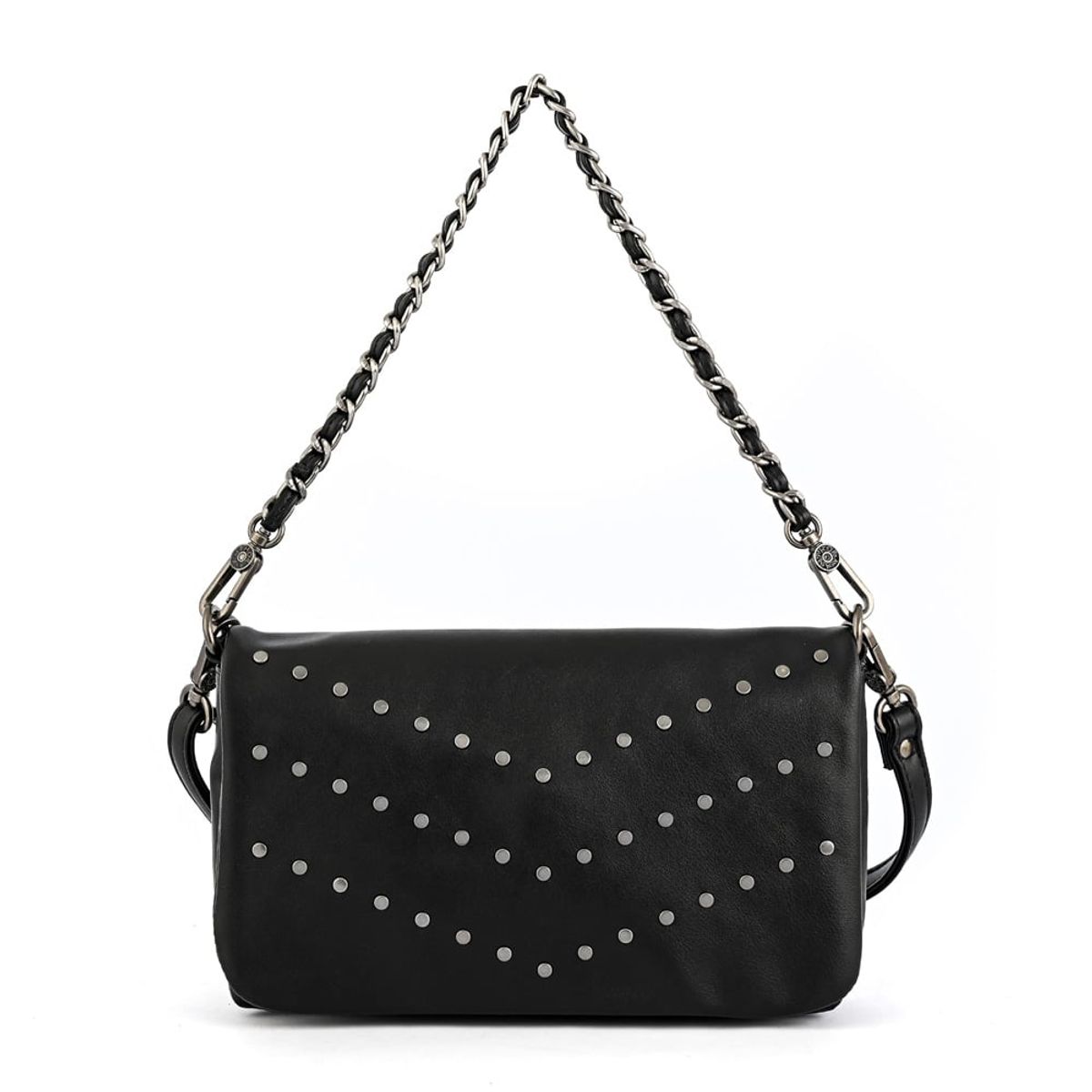 AMPHORA - Cartera bandolera con tapa huber pequeña negro
