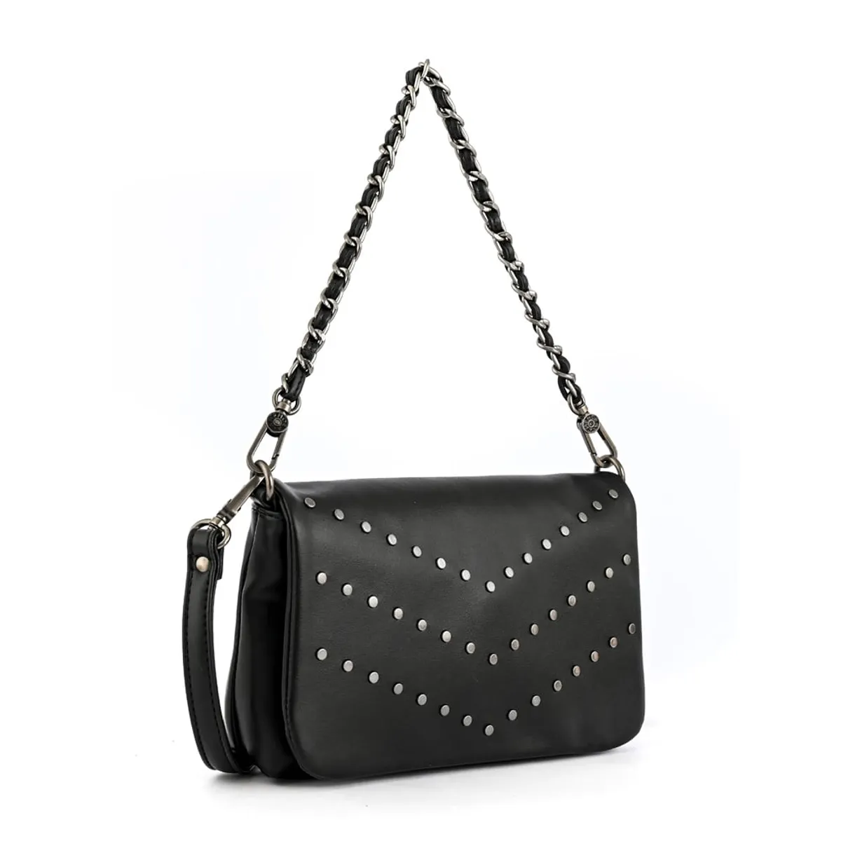 AMPHORA - Cartera bandolera con tapa huber pequeña negro