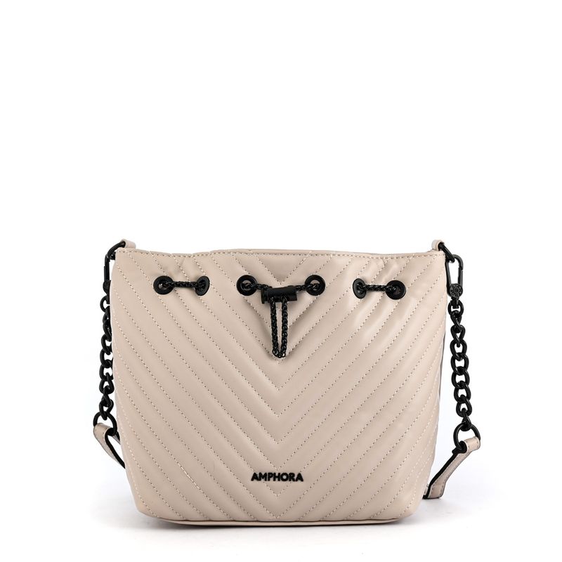 AMPHORA - Cartera bandolera mediana muller blanco crudo