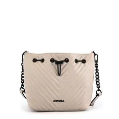 AMPHORA - Cartera bandolera mediana muller blanco crudo