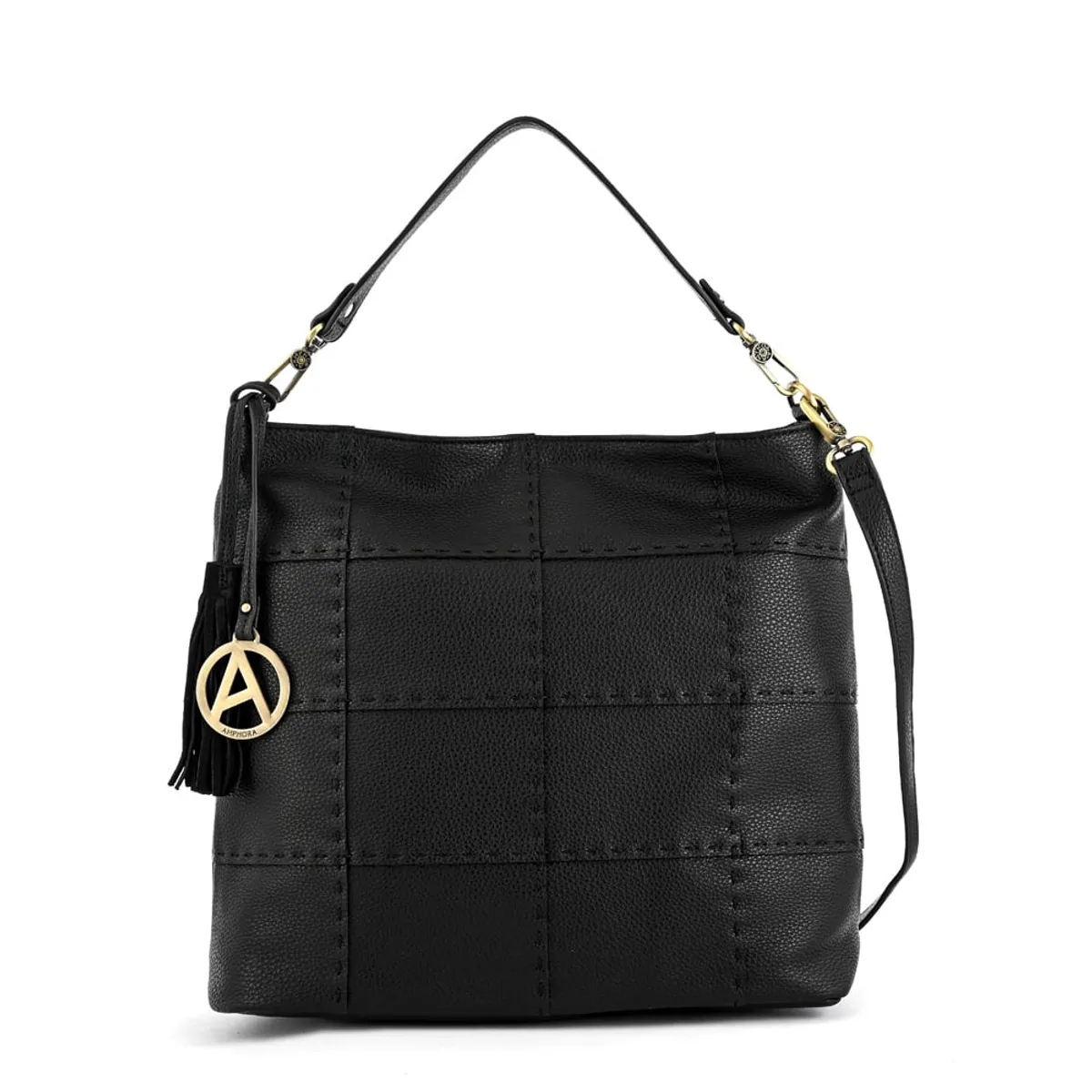 AMPHORA - Cartera tote Corte Recto robin negro