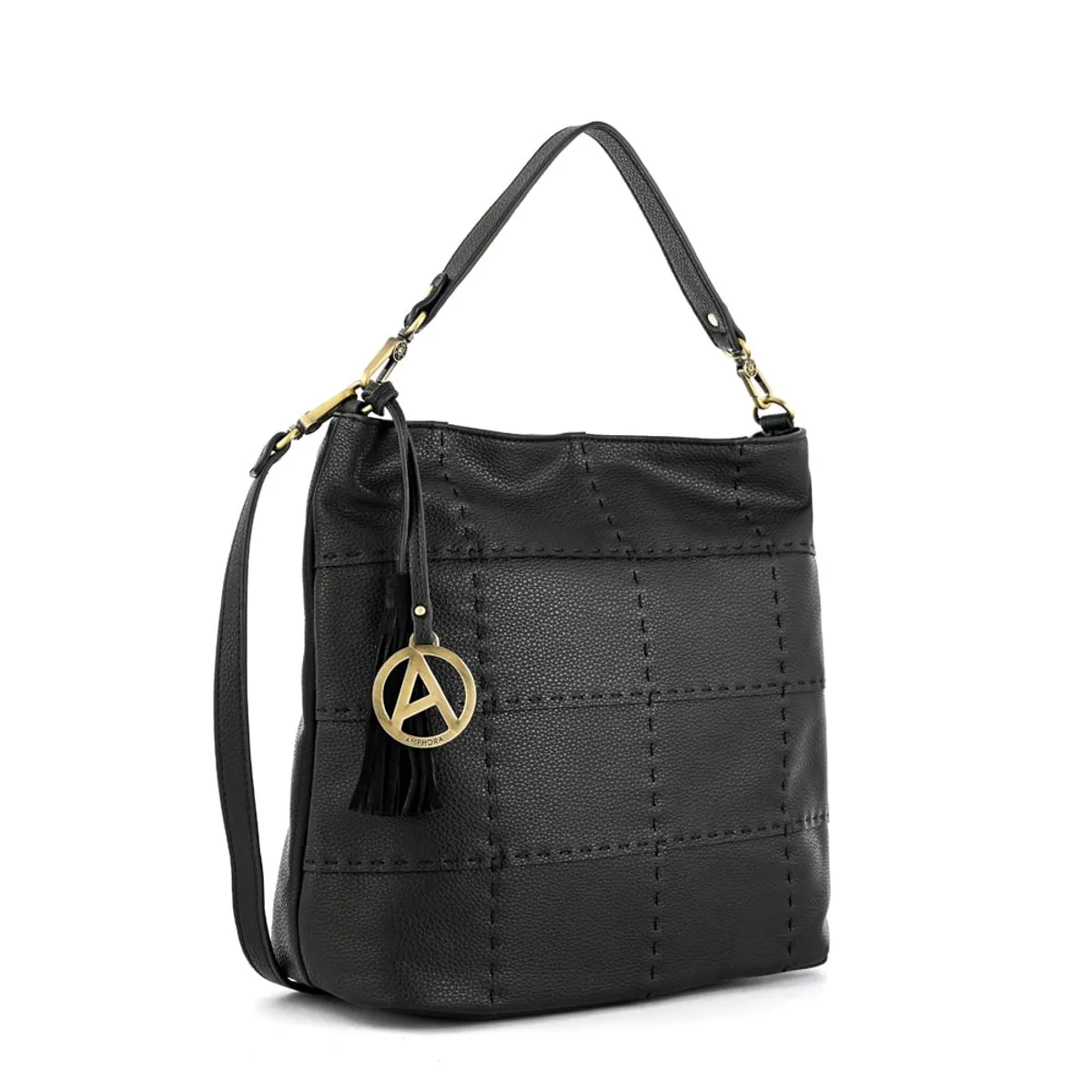 AMPHORA - Cartera tote Corte Recto robin negro