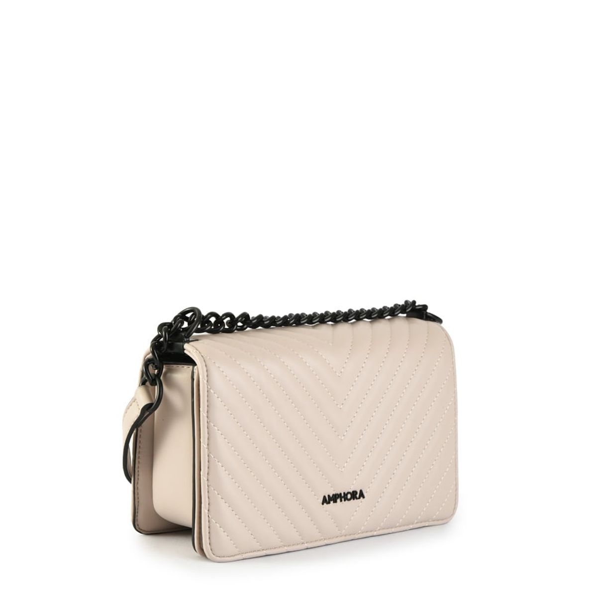 AMPHORA - Cartera bandolera con tapa muller mediana blanco crudo