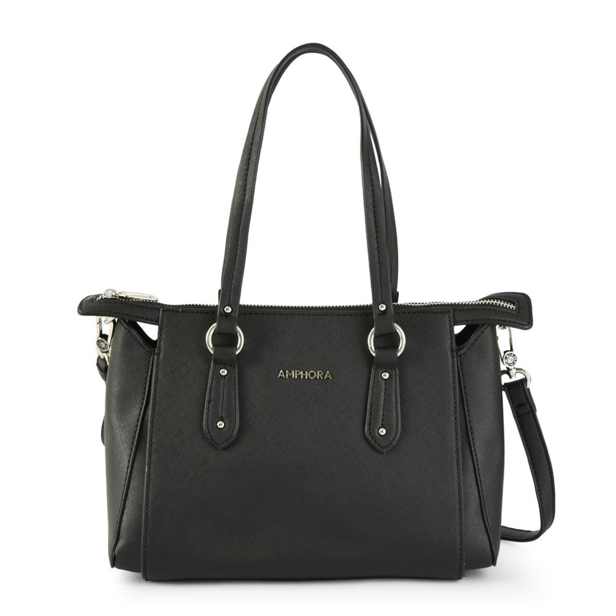 AMPHORA - Cartera dos asas mediana boyer negro