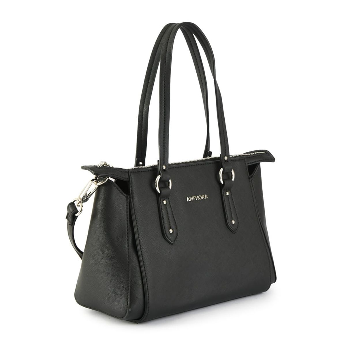 AMPHORA - Cartera dos asas mediana boyer negro