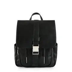 AMPHORA - Mochila Con Tapa Mediana Faure Negro