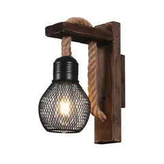 HB LEDS - Apliqué Madera Pantalla de Rejilla E-27 Ampolleta Cálida