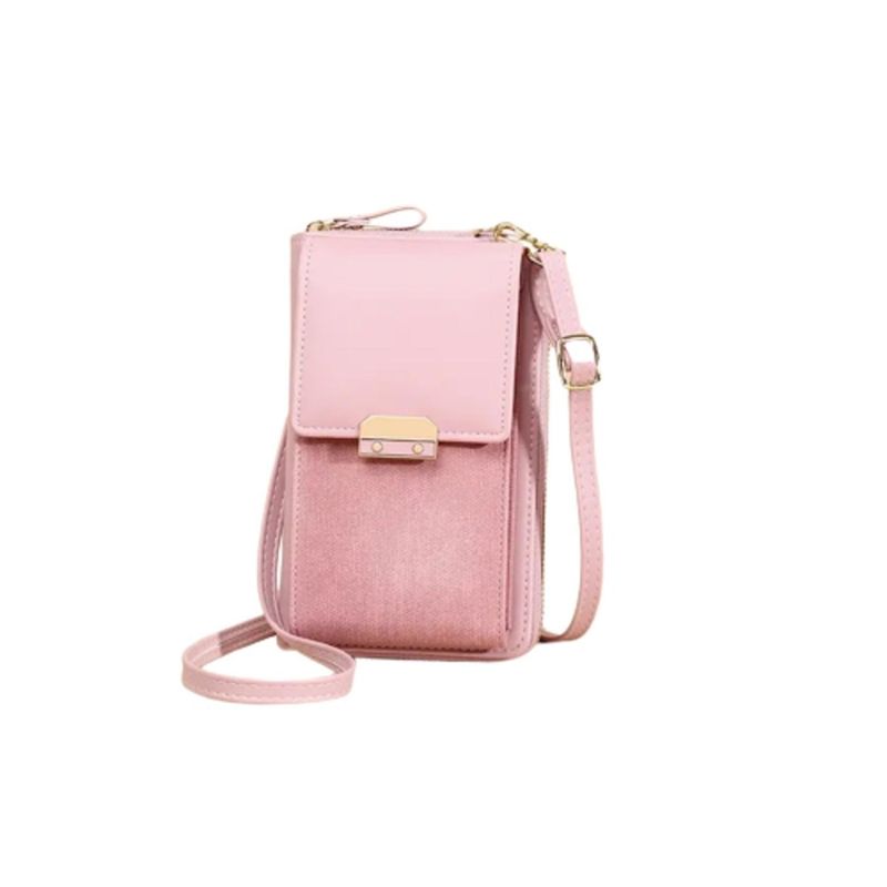 MOBII - Cartera Porta Celular 2 Compartimientos Bandolera Rosada