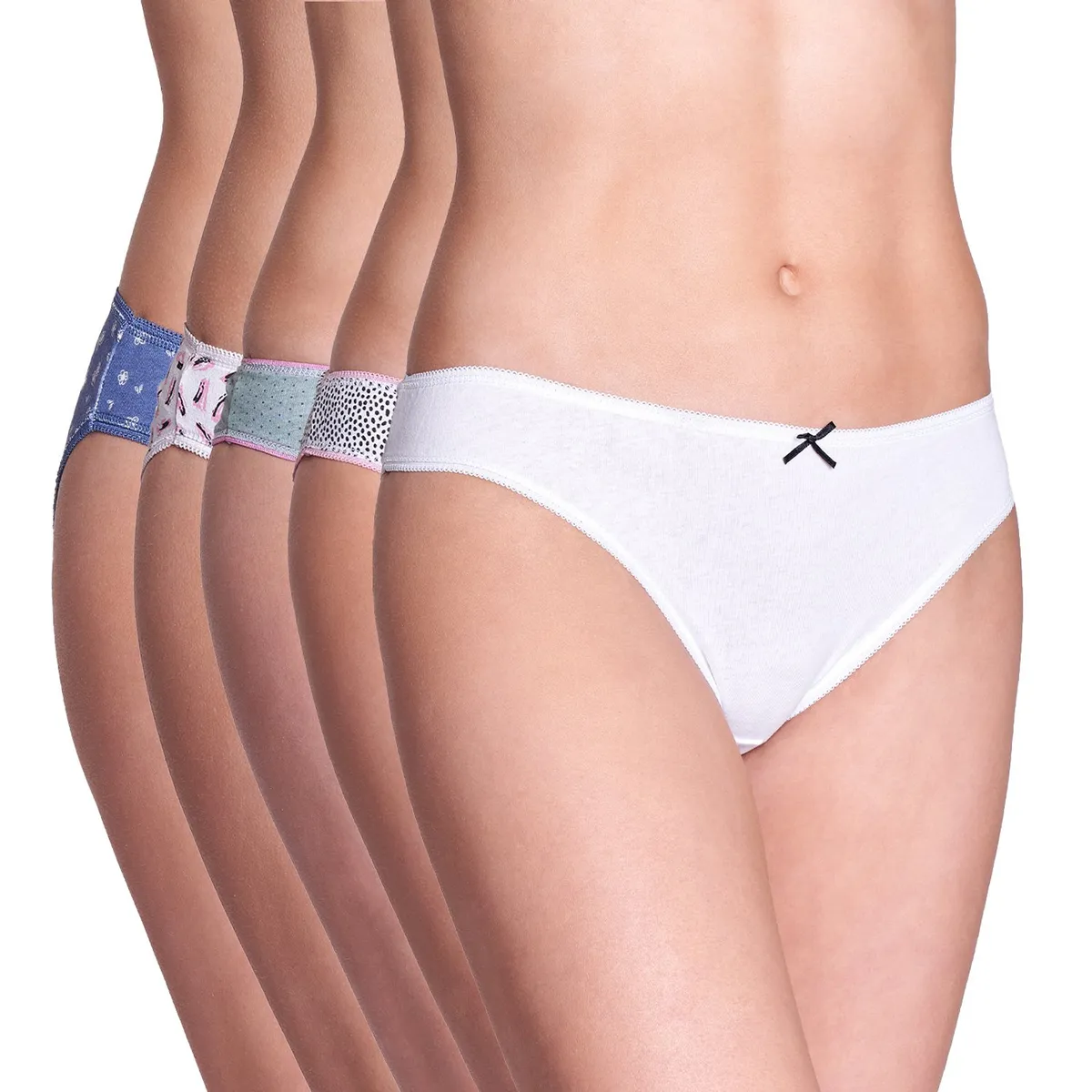 BAZIANI - Pack 5 Calzones Bikini  Algodón 20459
