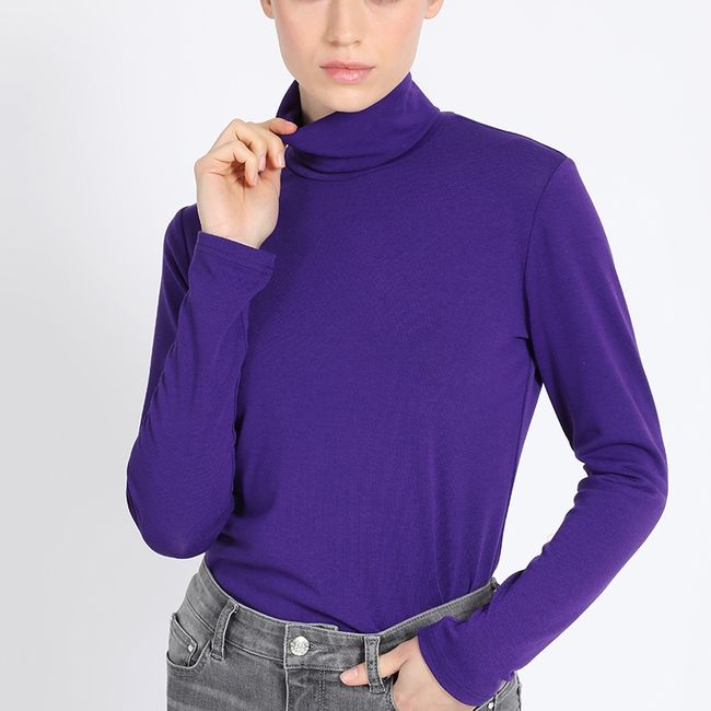 LIOLA - Top Basico Cuello Subido, Violeta Liola