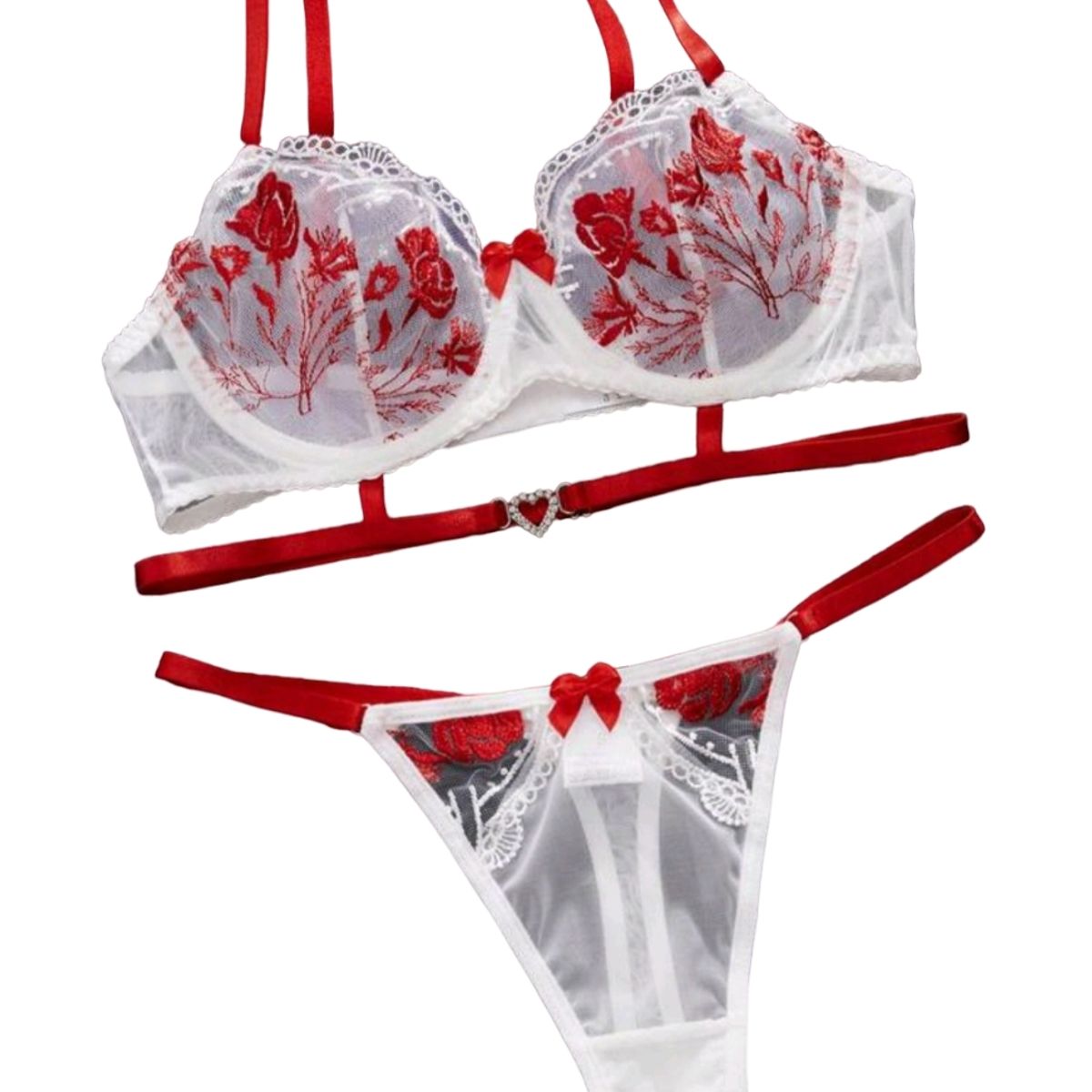 GENERICO - Conjunto de Lencería de Rosas Mujer 2 piezas