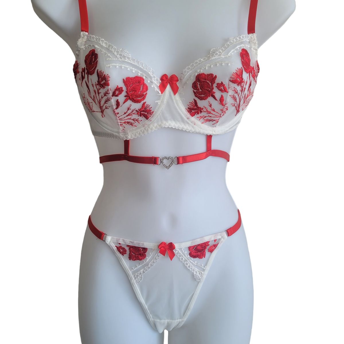 GENERICO - Conjunto de Lencería de Rosas Mujer 2 piezas
