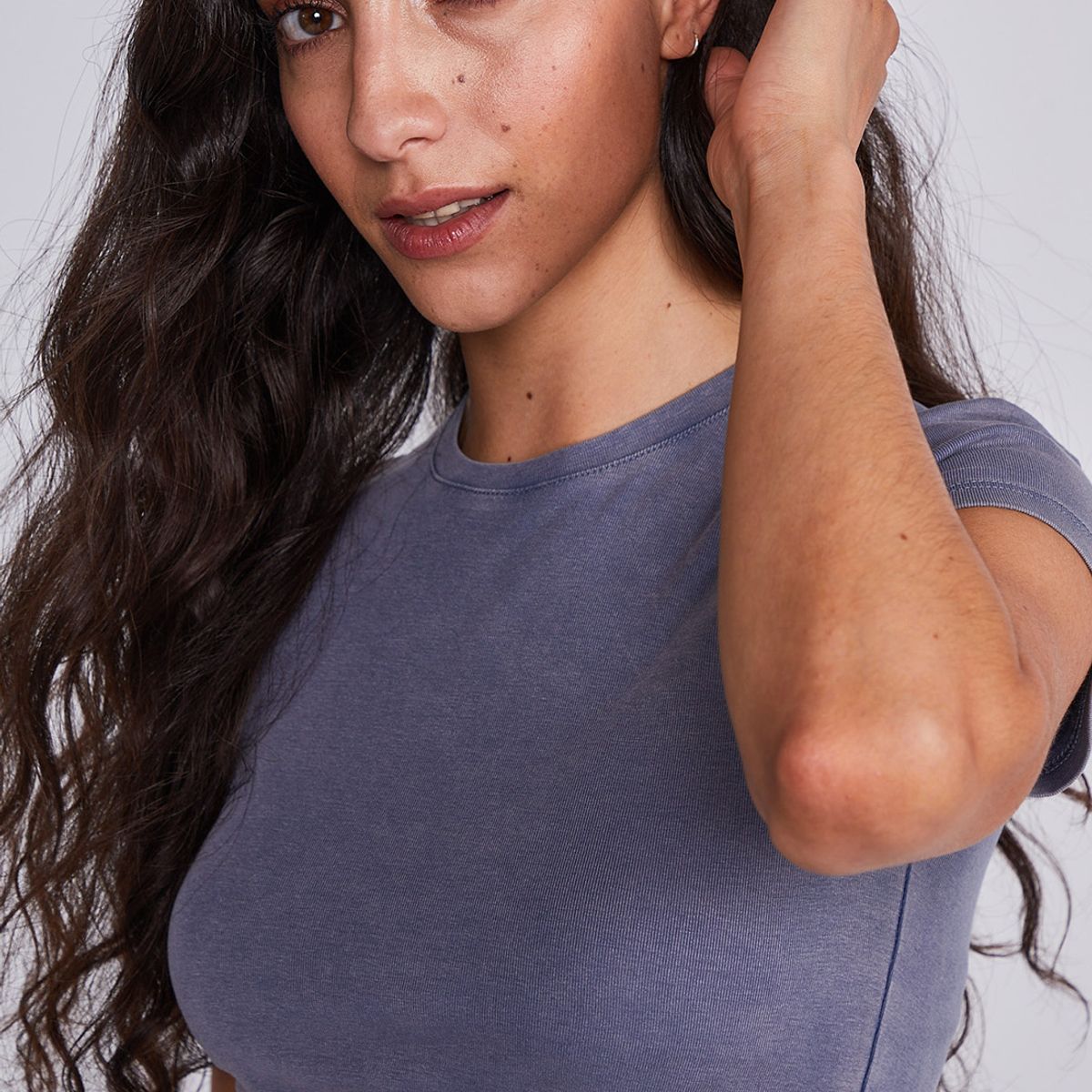 SIOUX - Polera Mujer Azul Manga Corta Lavada Sioux