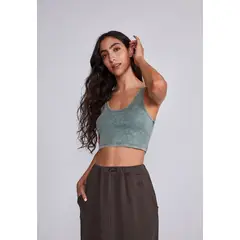SIOUX - Peto Mujer Verde Tipo Camiseta Corto Lavado