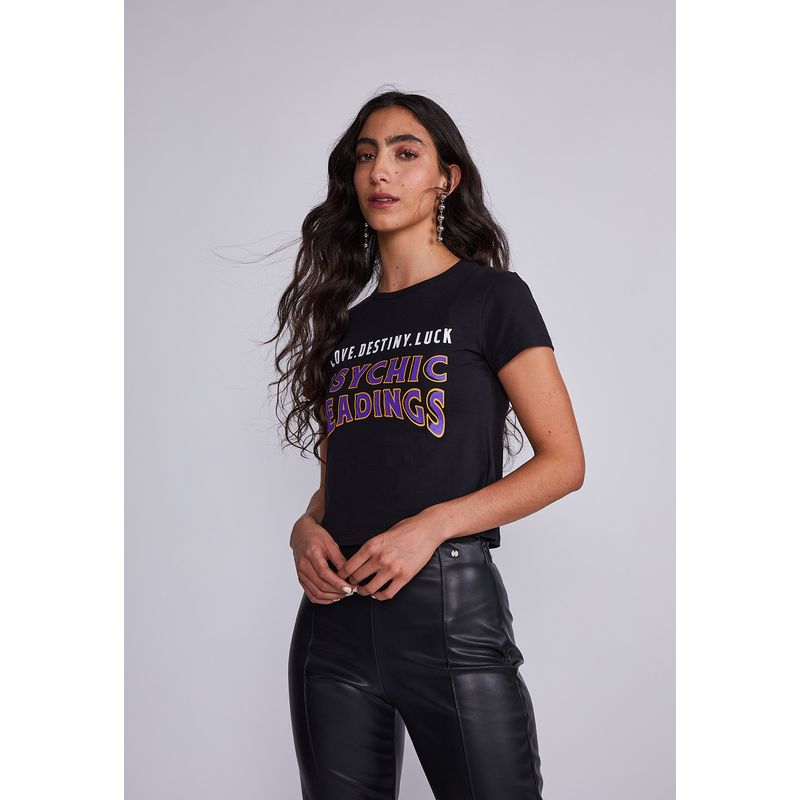 SIOUX - Polera Mujer Negro Psychic Readings Sioux