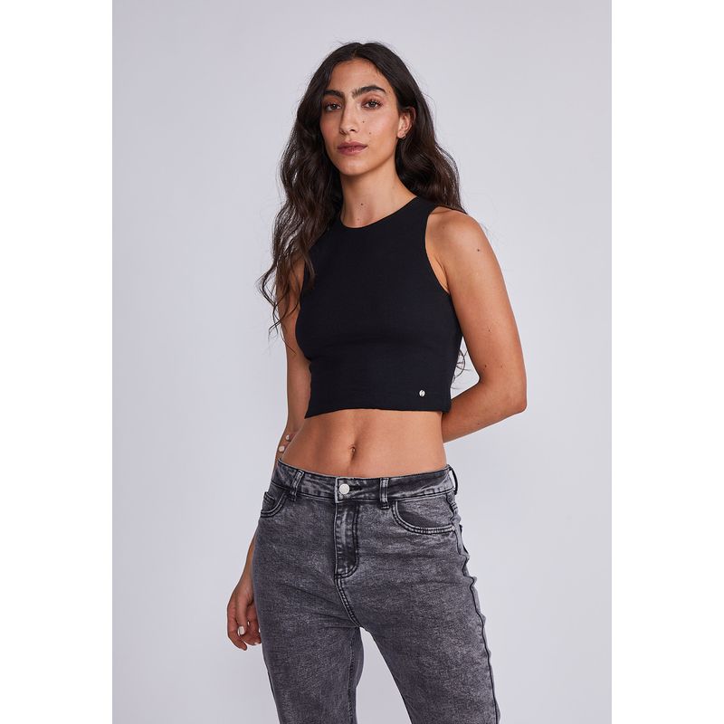 SIOUX - Peto Mujer Negro Largo Tipo Camiseta Sioux