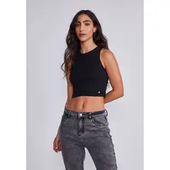 SIOUX - Peto Mujer Negro Largo Tipo Camiseta