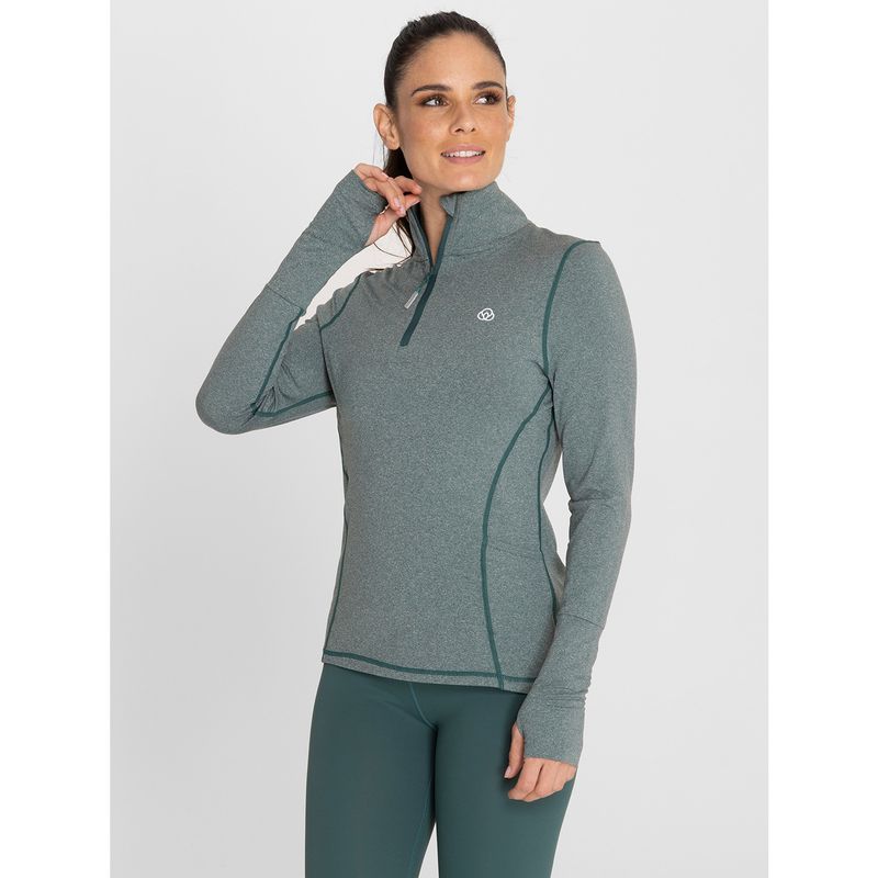 BSOUL - Polera deportiva Mujer Half Zip Petroleo BSOUL