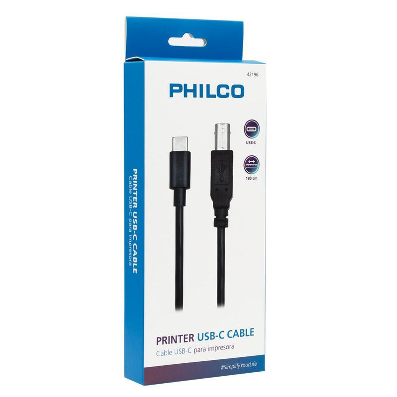 PHILCO - CABLE USB-C A IMPRESORA 1.8 MT PHILCO PHILCO