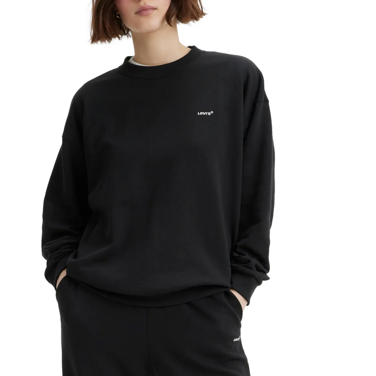 LEVIS - Polerón Mujer Regular Fit Everyday Mini Logo Negro Levis