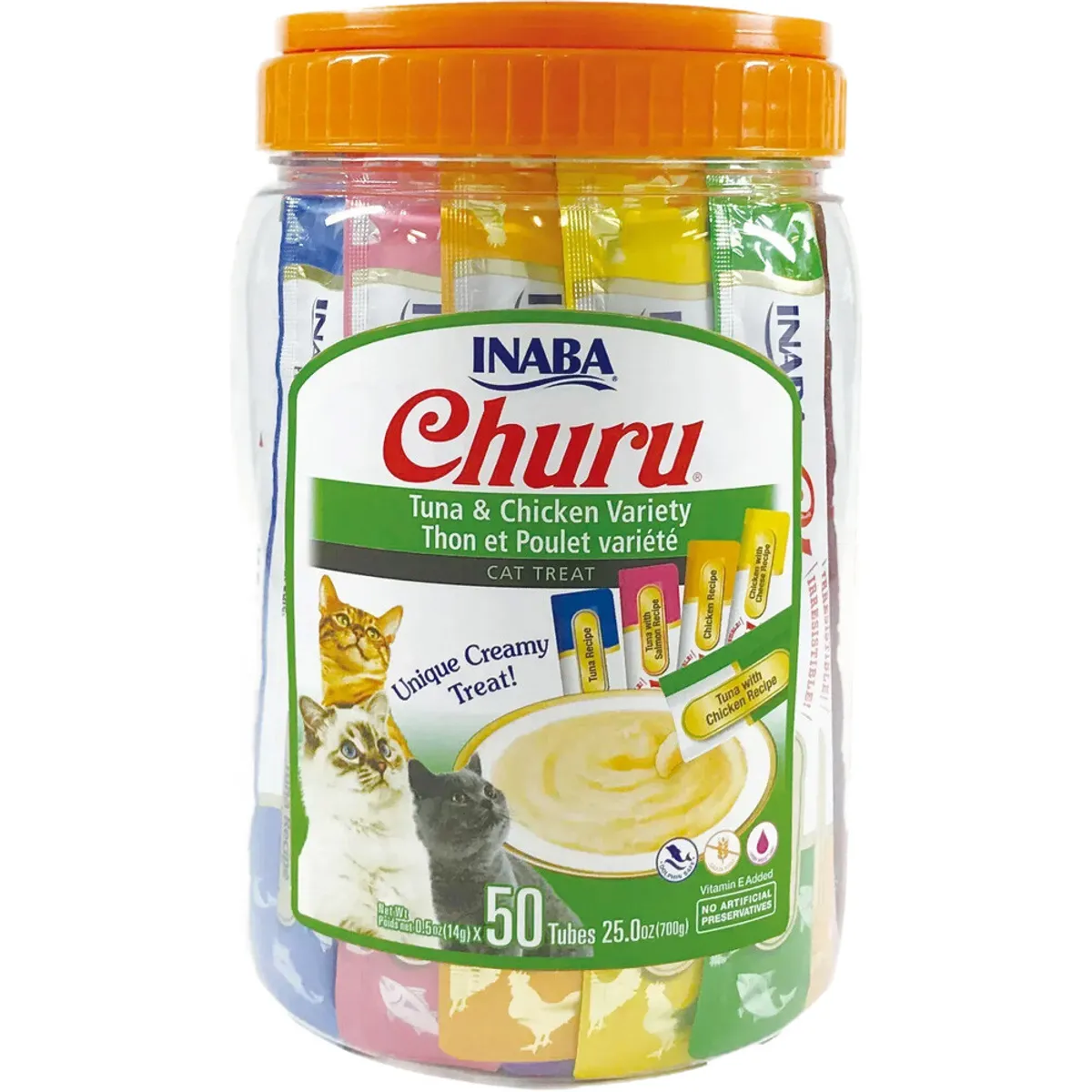 INABA - Churu Variedad Atún Pollo pack 50 tubos