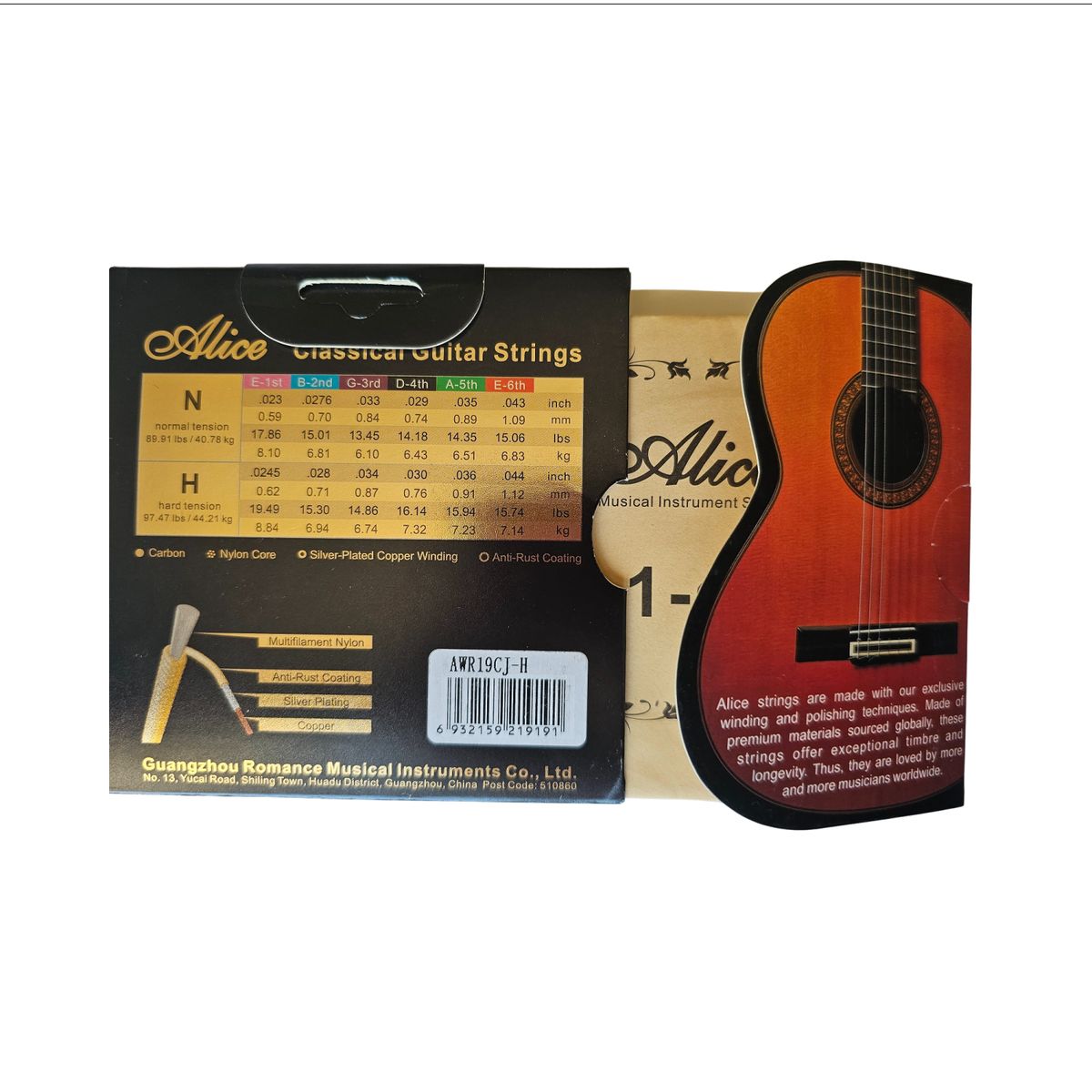 ALICE - Cuerdas Alice Awr19cj-h Carbono Cobre Oro Guit.clás.conciert