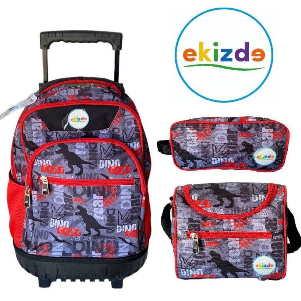 OEM - Pack 3 en 1 Mochila Ekizde Diseño de Dinosaurio
