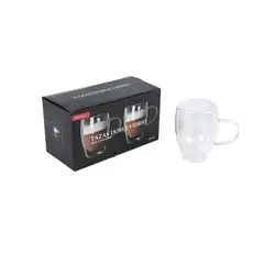 HOMEWELL - Set 2 Tazas Vidrio Doble Pared 350ml
