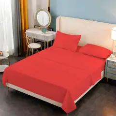 GENERICO - Sabana Premium Algodon 188 Hilos - Rojo - 2 plazas