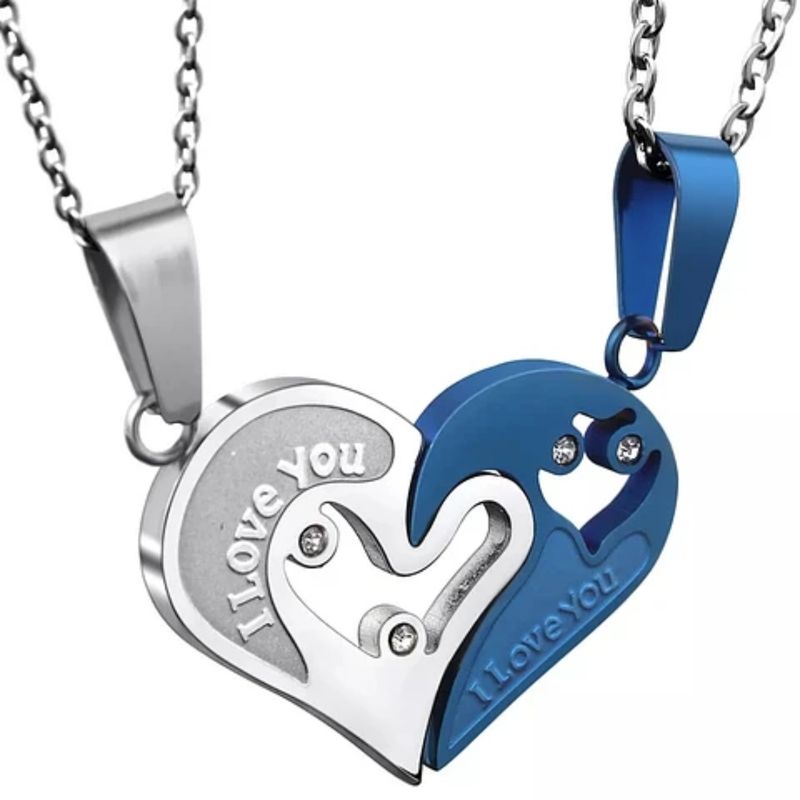 GENERICO - United Hearts Collar de Acero I Love You en Azul