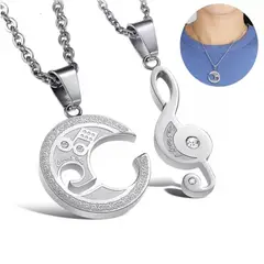 GENERICO - Collar Melody Crescent de Acero con Dije de Nota y Luna