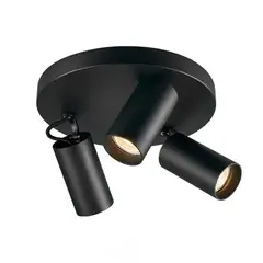 WANT - Foco Sobrepuesto Base Redonda 3xGU10 Altair III Negro Ampolleta Cálida