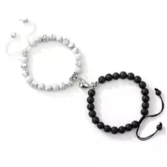 GENERICO - Dúo Yin Yang de Pulseras de Cuentas Ajustables