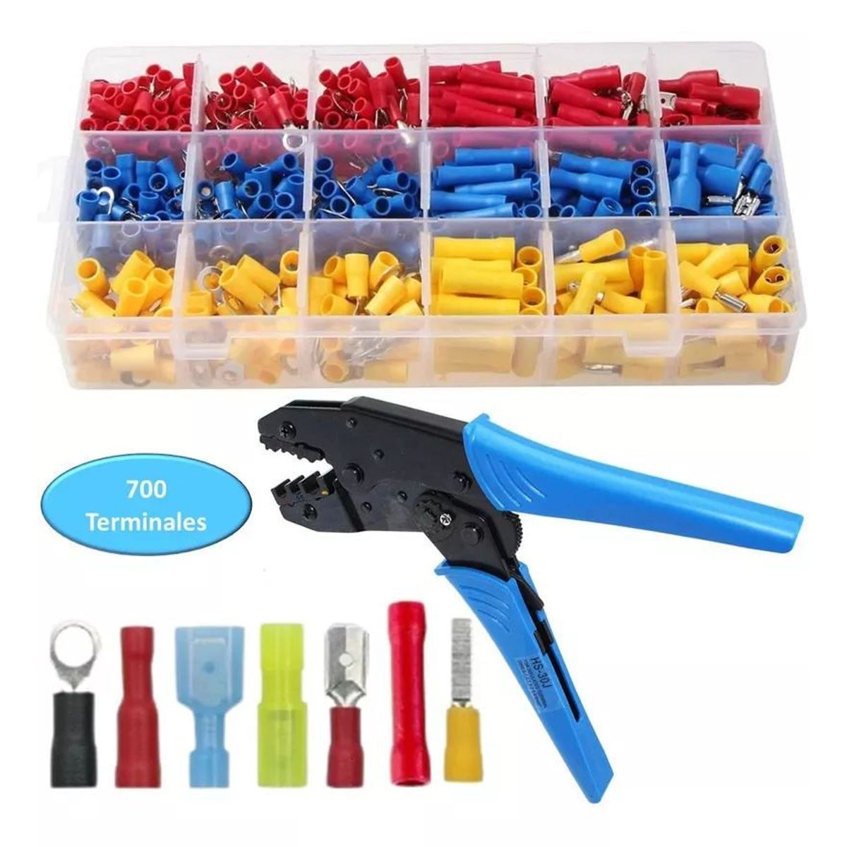 KUANGYE - Crimpeadora Alicate Prensa Trinquete + 700 Terminales