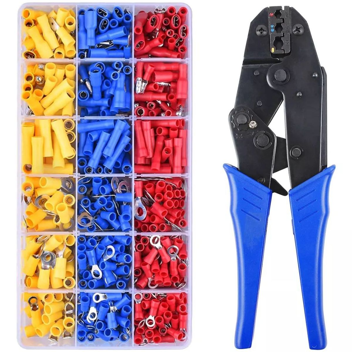 KUANGYE - Crimpeadora Alicate Prensa Trinquete + 700 Terminales