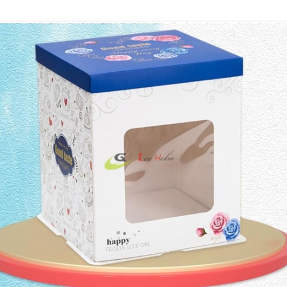 GENERICO - Caja PTorta Trans CAzul 25cm Extra Alto