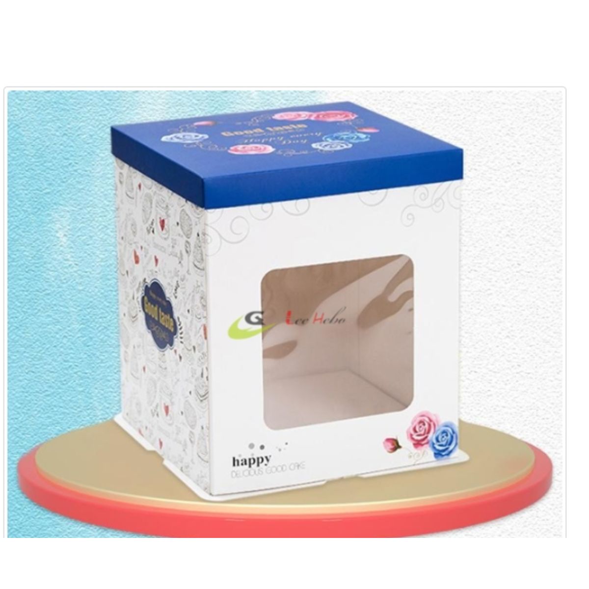 GENERICO - Caja PTorta Trans CAzul 25cm Extra Alto