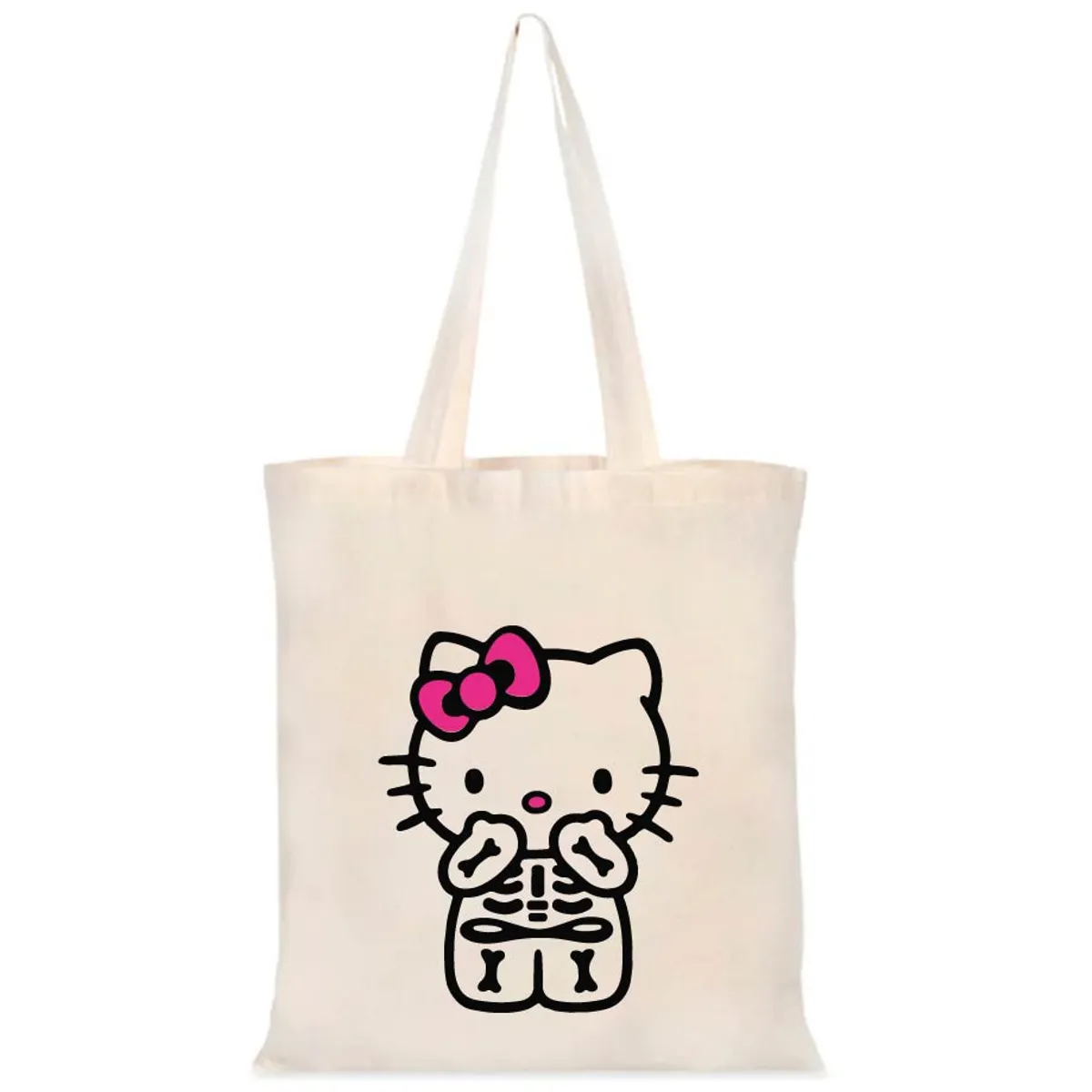 GENERICO - BOLSO TOTE BAG HELLO KITY  GATITA  VINTAGE CUTE ESQUELETO  35 X 40 CM